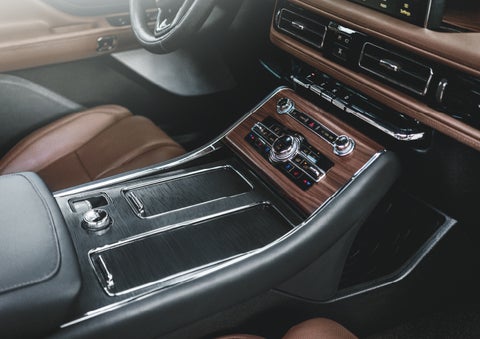 The front center console of a 2024 Lincoln Aviator® SUV is shown | Mike Reichenbach Lincoln in Florence SC